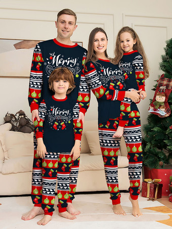 ブラック ネイビーレッドグリーンフェアアイルファミリークリスマスパジャマホリデーパターン2025