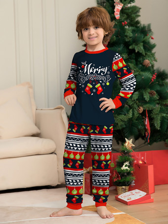 ネイビーレッドグリーンフェアアイルファミリークリスマスパジャマホリデーパターン2025