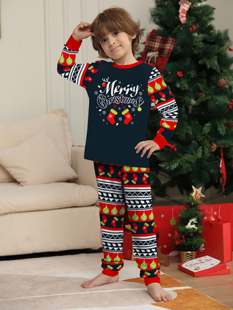 ネイビーレッドグリーンフェアアイルファミリークリスマスパジャマホリデーパターン2025