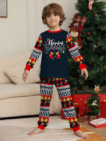 ネイビーレッドグリーンフェアアイルファミリークリスマスパジャマホリデーパターン2025