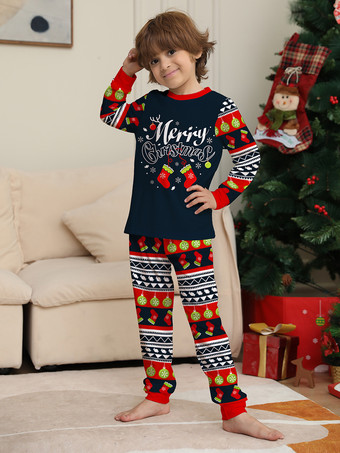 ネイビーレッドグリーンフェアアイルファミリークリスマスパジャマホリデーパターン2025