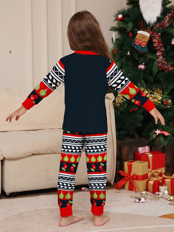 ネイビーレッドグリーンフェアアイルファミリークリスマスパジャマホリデーパターン2025