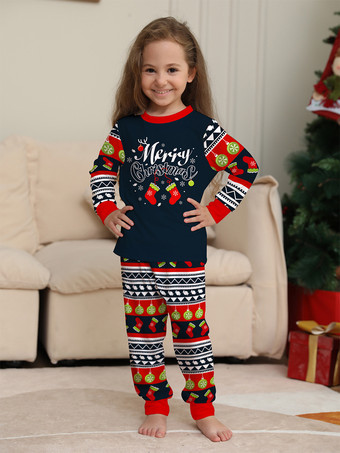 ネイビーレッドグリーンフェアアイルファミリークリスマスパジャマホリデーパターン2025