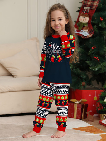ネイビーレッドグリーンフェアアイルファミリークリスマスパジャマホリデーパターン2025
