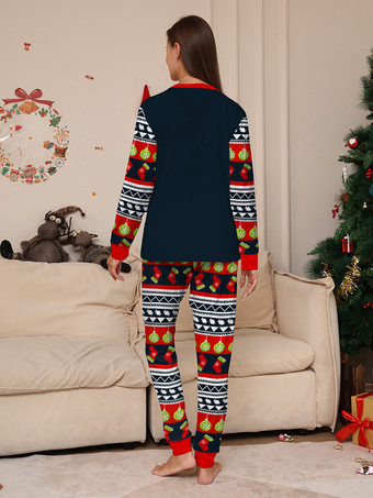 ネイビーレッドグリーンフェアアイルファミリークリスマスパジャマホリデーパターン2025