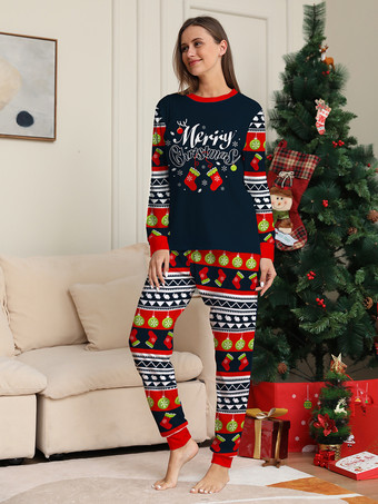 ネイビーレッドグリーンフェアアイルファミリークリスマスパジャマホリデーパターン2025