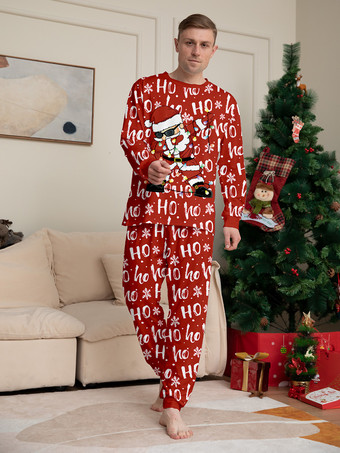 レッド Ho Ho Ho サンタプリント ファミリー クリスマス パジャマ セット 2025