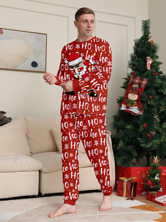 レッド Ho Ho Ho サンタプリント ファミリー クリスマス パジャマ セット 2025