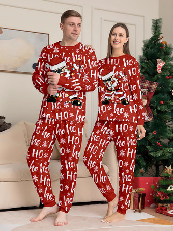 レッド Ho Ho Ho サンタプリント ファミリー クリスマス パジャマ セット 2025