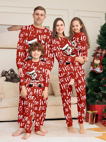 レッド レッド Ho Ho Ho サンタプリント ファミリー クリスマス パジャマ セット 2025