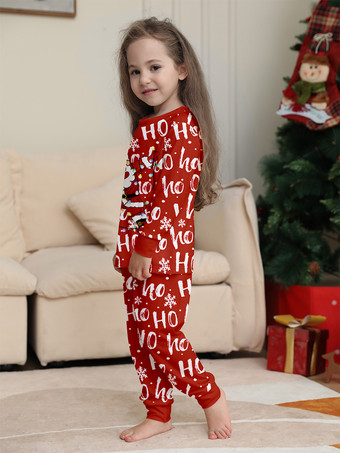 レッド Ho Ho Ho サンタプリント ファミリー クリスマス パジャマ セット 2025