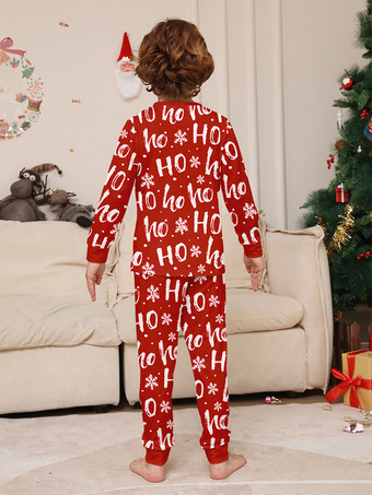 レッド Ho Ho Ho サンタプリント ファミリー クリスマス パジャマ セット 2025
