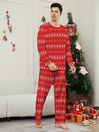 オールレッド＆ホワイト フェアアイル柄 ファミリー クリスマス パジャマ セット 2026