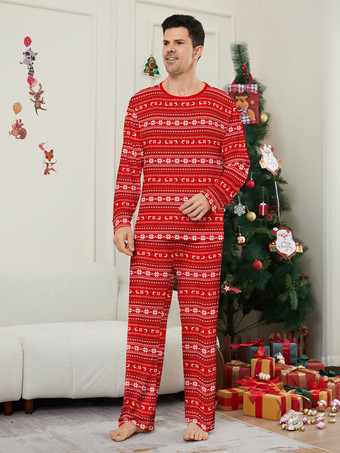 オールレッド＆ホワイト フェアアイル柄 ファミリー クリスマス パジャマ セット 2026