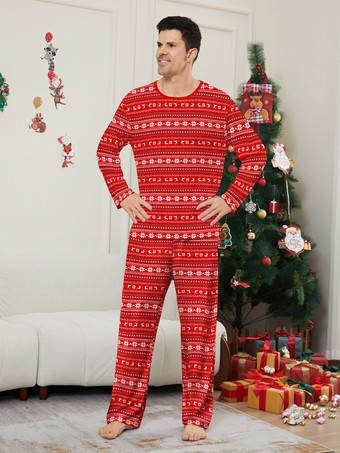 オールレッド＆ホワイト フェアアイル柄 ファミリー クリスマス パジャマ セット 2026