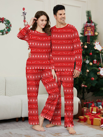 オールレッド＆ホワイト フェアアイル柄 ファミリー クリスマス パジャマ セット 2026