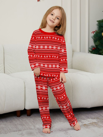 オールレッド＆ホワイト フェアアイル柄 ファミリー クリスマス パジャマ セット 2026