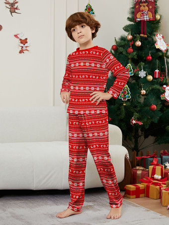 オールレッド＆ホワイト フェアアイル柄 ファミリー クリスマス パジャマ セット 2026