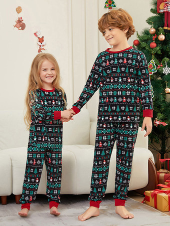 ブラックグリーンフェアアイルファミリークリスマスパジャマ2026