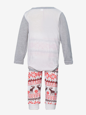 グレーホワイトラグラントナカイプリントファミリークリスマスパジャマホリデーセット2025