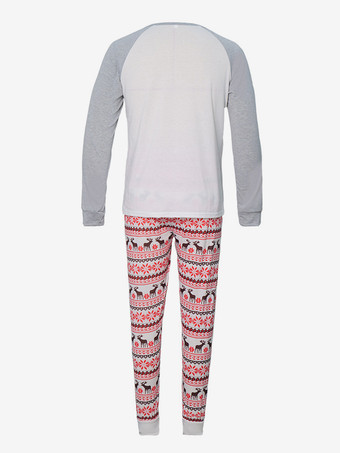 グレーホワイトラグラントナカイプリントファミリークリスマスパジャマホリデーセット2025