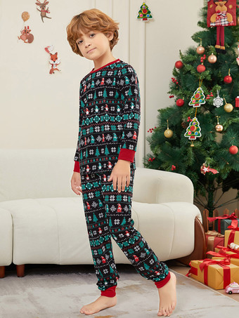 ブラックグリーンフェアアイルファミリークリスマスパジャマ2026