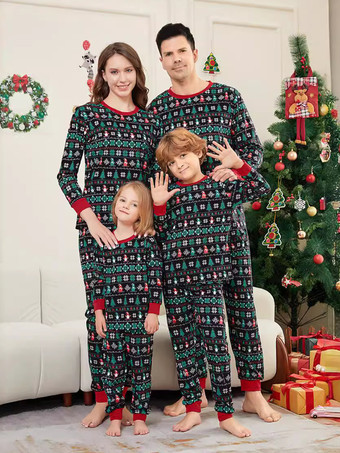 ブラックグリーンフェアアイルファミリークリスマスパジャマ2026