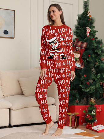 レッド Ho Ho Ho サンタプリント ファミリー クリスマス パジャマ セット 2025