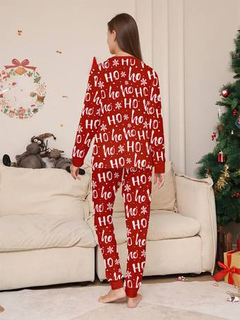 レッド Ho Ho Ho サンタプリント ファミリー クリスマス パジャマ セット 2025