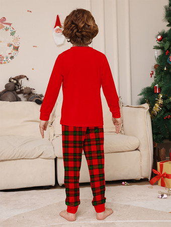 赤いチェック柄のトナカイツリー柄ファミリークリスマスパジャマホリデーセット 2025