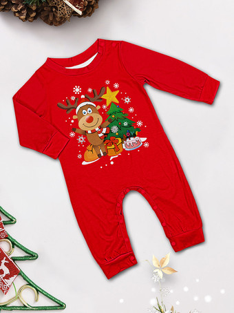 赤いチェック柄のトナカイツリー柄ファミリークリスマスパジャマホリデーセット 2025