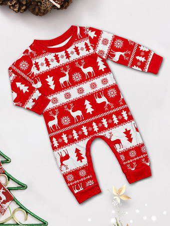 赤と白のクリスマスツリーとトナカイ柄のファミリーパジャマ ホリデー 2026