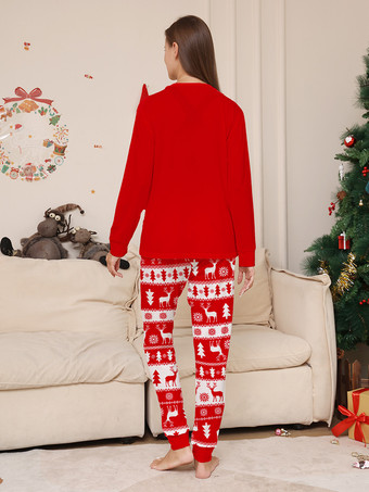 赤と白のクリスマスツリーとトナカイ柄のファミリーパジャマ ホリデー 2026