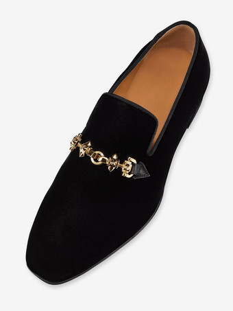 メンズ ブラック ローファー スエード レザー スクエアトゥ スリッポン プロム ウェディングシューズ