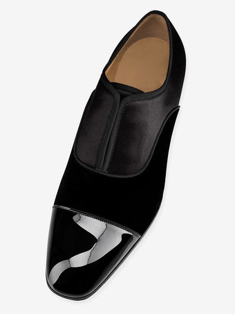 メンズ ウェディングドレス オックスフォード フォーマルシューズ ブラック パッチワーク スクエアトゥ ローファー