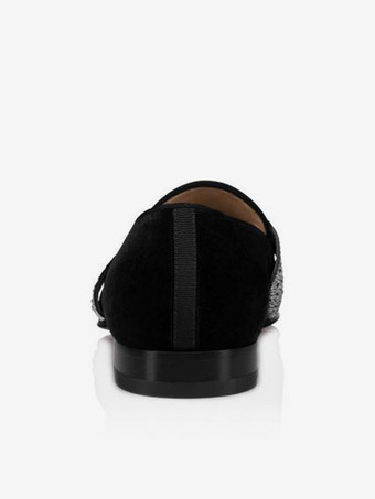 メンズ ローファー シューズ ブラック スエード スクエアトゥ スリッポンシューズ