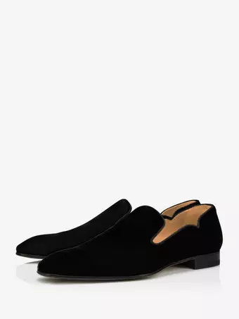 Men's Loafer Shoes Black Suede Square Toe Slip On Shoes