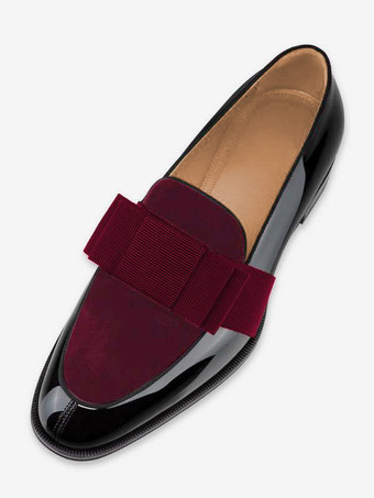 パテントレザー リボン アートワーク メンズ ローファー シューズ スリッポン プロム パーティー ウェディング シューズ