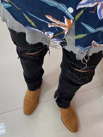 スエードチェルシーブーツ スエードポインテッドトゥチャンキーヒールアンクルブーツ（メンズ）