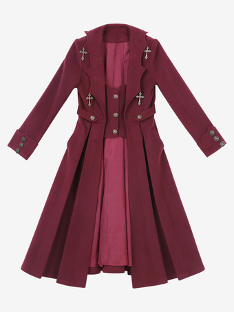 Ouji Lolita Lolita Abiti Rossi Maniche Lunghe Classico Top Cappotto Pantaloni Set