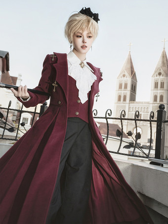 Ouji Lolita Lolita Abiti Rossi Maniche Lunghe Classico Top Cappotto Pantaloni Set