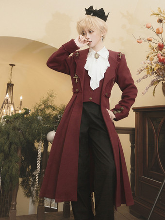 Ouji Lolita Lolita Abiti Rossi Maniche Lunghe Classico Top Cappotto Pantaloni Set