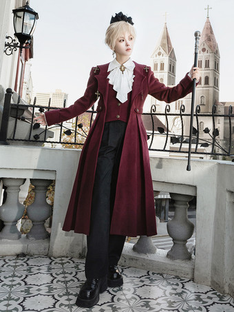 Ouji Lolita Lolita Abiti Rossi Maniche Lunghe Classico Top Cappotto Pantaloni Set