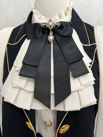 王子 ロリータ ドレス ゴシック ブラック クラシック フリル クロス 長袖 シャツ オーバーコート パンツ セット