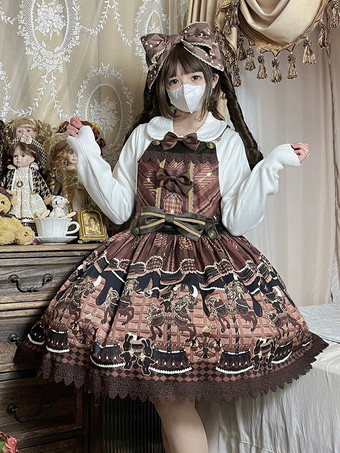 スウィートロリータドレス コットン ノースリーブ リボン スウィートジャンパー ロリータドレス
