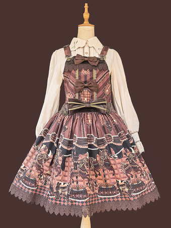 Süßes Lolita-Kleid aus Baumwolle ärmellos mit Schleifen