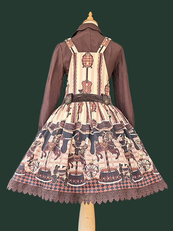 Süßes Lolita-Kleid aus Baumwolle ärmellos mit Schleifen