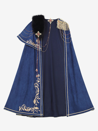 Ouji Lolita Dresses Knight Legion Red Cape Classic Ruffles Long Sleeves Top Pants Cape Sets