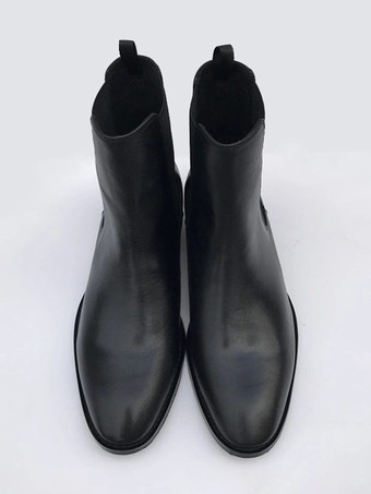 メンズ アンクルブーツ ラウンドトゥ スリップオン カジュアル チェルシーブーツ