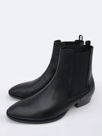 メンズ アンクルブーツ ラウンドトゥ スリップオン カジュアル チェルシーブーツ